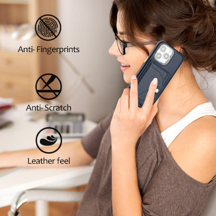 For iPhone 13 Pro Shockproof Leather Phone Case with Card Holder(Blue) - free shipping - PMC TechLife - Order now!