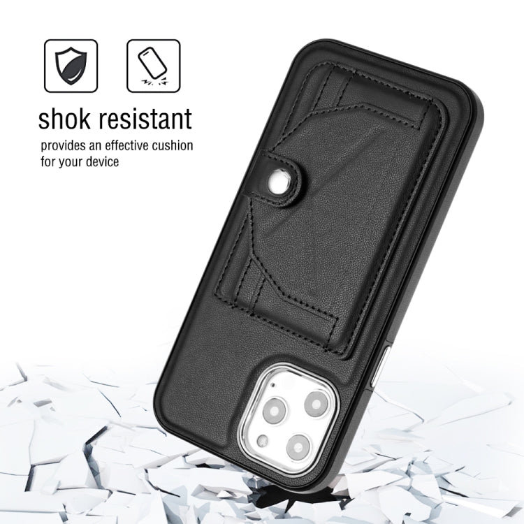 For iPhone 12 Pro Max Shockproof Leather Phone Case with Card Holder(Black) - free shipping - PMC TechLife - Order now!