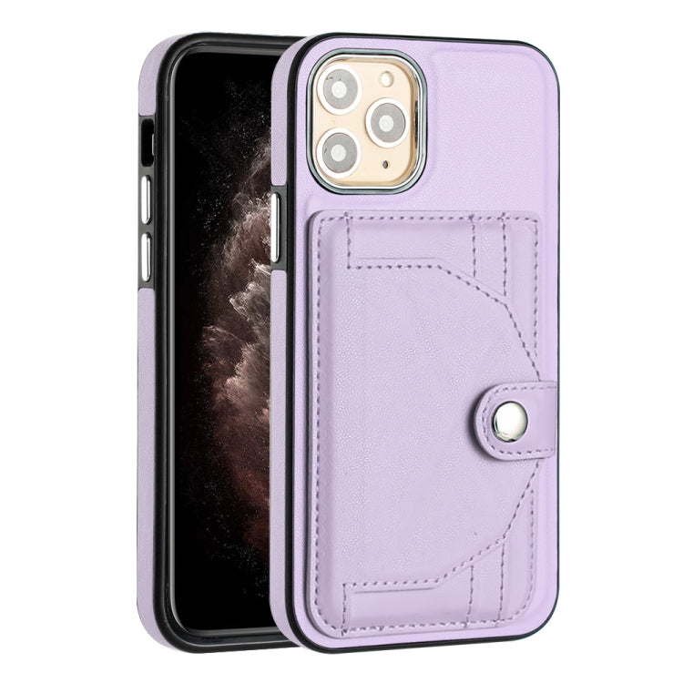 For iPhone 11 Pro Shockproof Leather Phone Case with Card Holder(Purple) - iPhone 11 Pro Cases by PMC Jewellery | Online Shopping South Africa | PMC Jewellery