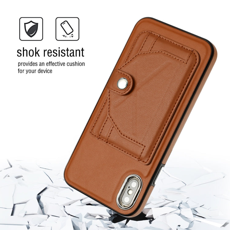 For iPhone XS Max Shockproof Leather Phone Case with Card Holder(Brown) - More iPhone Cases by PMC Jewellery | Online Shopping South Africa | PMC Jewellery