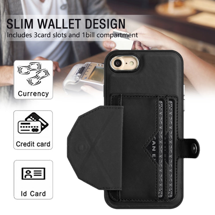 For iPhone SE 2022/SE 2020/6/7/8 Shockproof Leather Phone Case with Card Holder(Black) - iPhone SE 2022 / 2020 / 8 / 7 Cases by PMC Jewellery | Online Shopping South Africa | PMC Jewellery