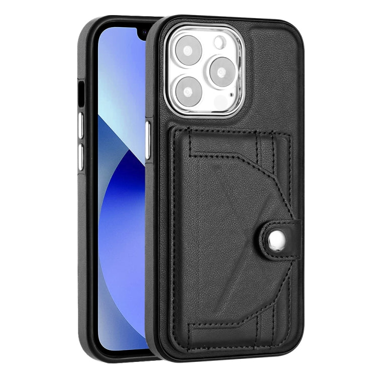 For iPhone 15 Pro Shockproof Leather Phone Case with Card Holder(Black) - iPhone 15 Pro Cases by PMC Jewellery | Online Shopping South Africa | PMC Jewellery