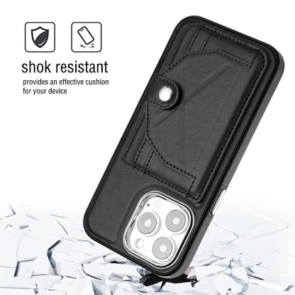 For iPhone 15 Pro Shockproof Leather Phone Case with Card Holder(Black) - iPhone 15 Pro Cases by PMC Jewellery | Online Shopping South Africa | PMC Jewellery