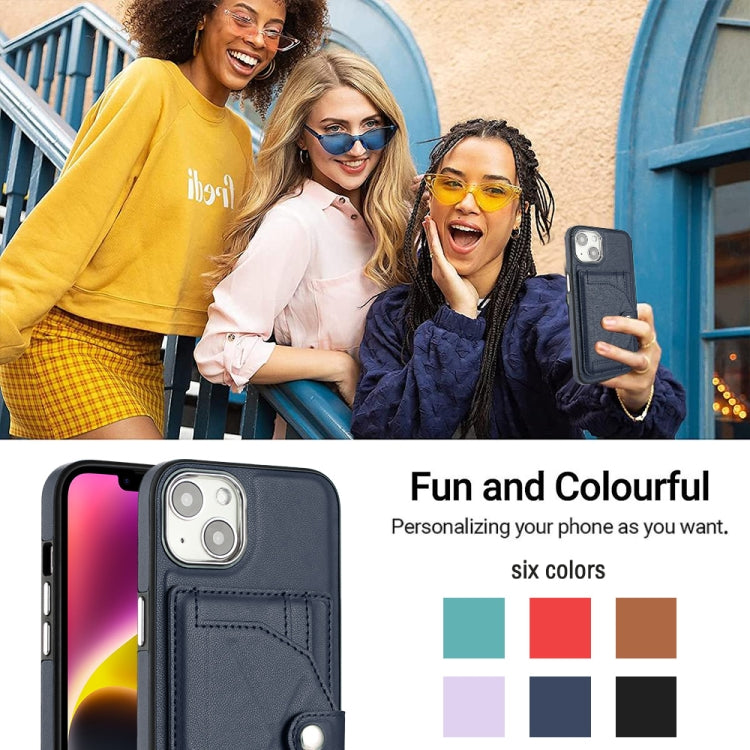 For iPhone 15 Shockproof Leather Phone Case with Card Holder(Blue) - free shipping - PMC TechLife - Order now!