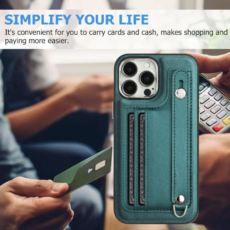 For iPhone 13 Pro Max Shockproof Leather Phone Case with Wrist Strap(Green) - free shipping - PMC TechLife - Order now!