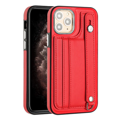 For iPhone 11 Pro Shockproof Leather Phone Case with Wrist Strap(Red) - iPhone 11 Pro Cases by PMC Jewellery | Online Shopping South Africa | PMC Jewellery