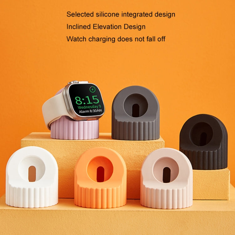 For Apple Watch Wave Pattern Silicone Watch Charging Stand(Black) - Charger / Holder by PMC TechLife | Online Shopping South Africa | PMC TechLife