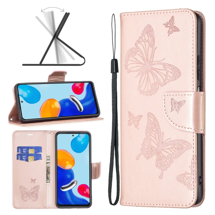 For Xiaomi Redmi Note 12S 4G / Note 11 Two Butterflies Embossing Leather Phone Case(Rose Gold) - free shipping - PMC TechLife - Order now!