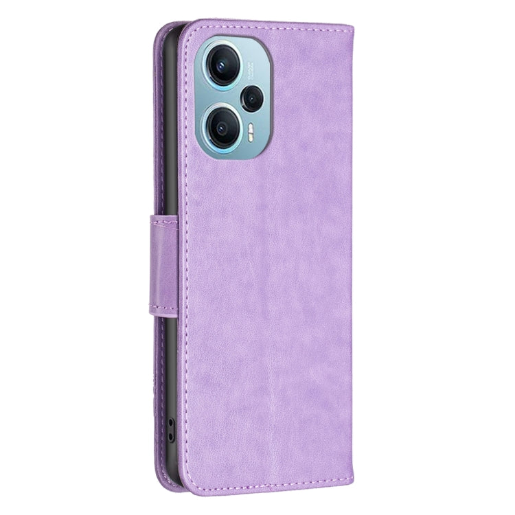 For Xiaomi Poco F5 5G / Redmi Note 12 Turbo Two Butterflies Embossing Leather Phone Case(Purple) - Xiaomi Cases by PMC Jewellery | Online Shopping South Africa | PMC Jewellery