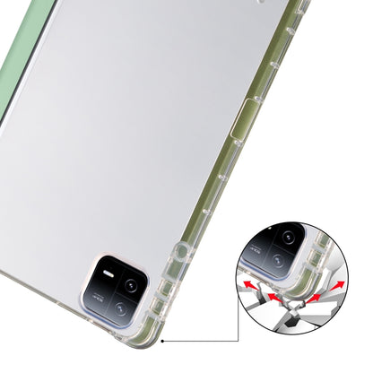 For Xiaomi Pad 6 / 6 Pro 3-fold Clear TPU Smart Leather Tablet Case with Pen Slot(Green) -  by PMC Jewellery | Online Shopping South Africa | PMC Jewellery