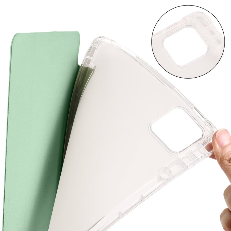 For Xiaomi Pad 6 / 6 Pro 3-fold Clear TPU Smart Leather Tablet Case with Pen Slot(Green) -  by PMC Jewellery | Online Shopping South Africa | PMC Jewellery