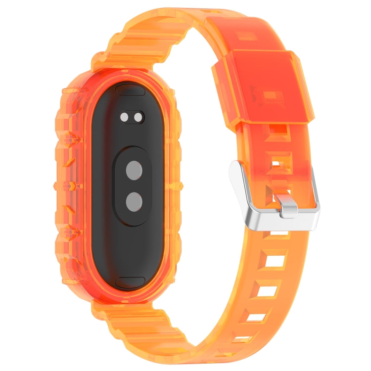 For Xiaomi Mi Band 8 Integrated Transparent Silicone Watch Band(Orange) - Watch Bands by PMC Jewellery | Online Shopping South Africa | PMC Jewellery