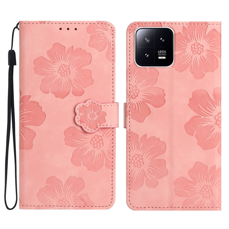 For Xiaomi 13 Pro Flower Embossing Pattern Leather Phone Case(Pink) - free shipping - PMC TechLife - Order now!