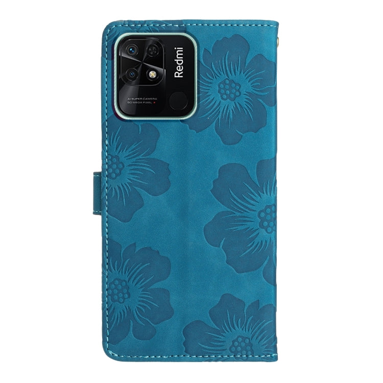 For Xiaomi Redmi 10C Flower Embossing Pattern Leather Phone Case(Blue) - Xiaomi Cases by PMC Jewellery | Online Shopping South Africa | PMC Jewellery