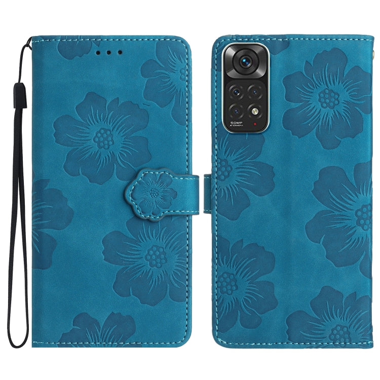 For Xiaomi Redmi Note 11 4G Global / Note 11S Flower Embossing Pattern Leather Phone Case(Blue) - free shipping - PMC TechLife - Order now!