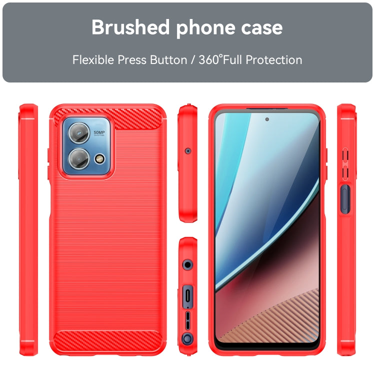 For Motorola Moto G Stylus 2023 4G Brushed Texture Carbon Fiber TPU Phone Case(Red) - Motorola Cases by PMC Jewellery | Online Shopping South Africa | PMC Jewellery