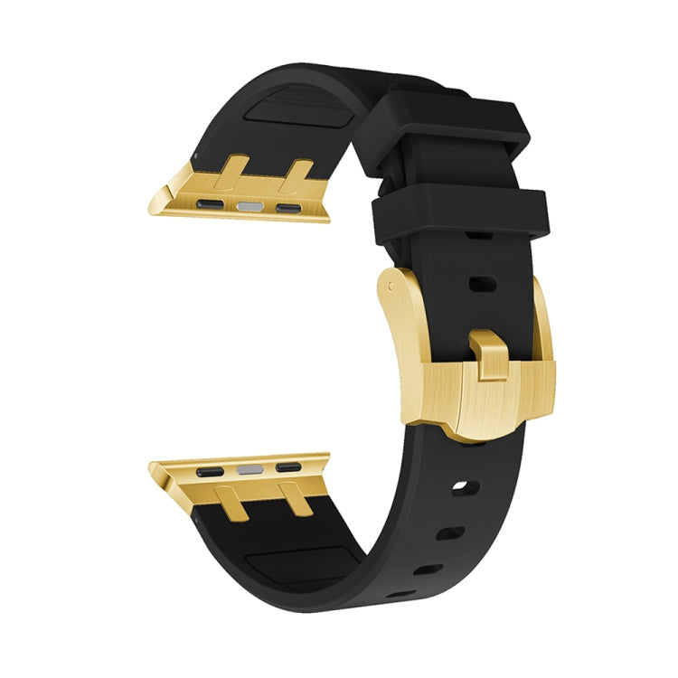 AP Silicone Watch Band For Apple Watch 8 45mm(Gold Black) - Watch Bands by PMC TechLife | Online Shopping South Africa | PMC TechLife