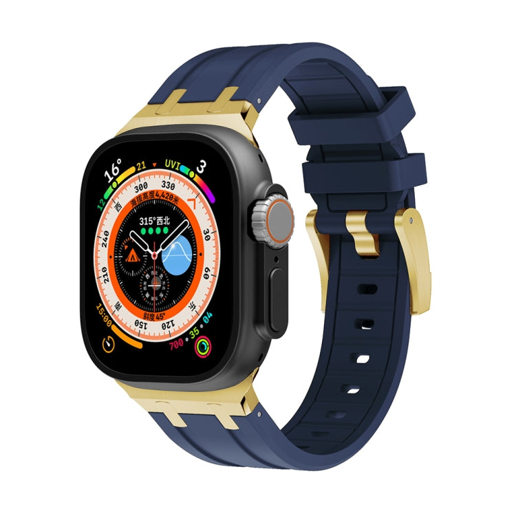 AP Silicone Watch Band For Apple Watch SE 40mm(Gold Blue) - Watch Bands by PMC TechLife | Online Shopping South Africa | PMC TechLife