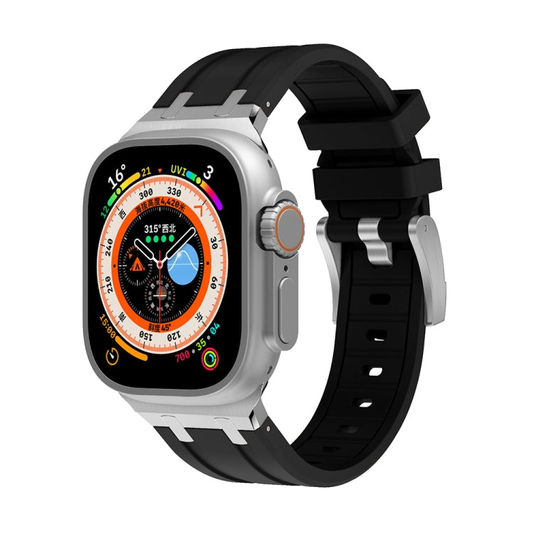 AP Silicone Watch Band For Apple Watch SE 44mm(Silver Black) - Watch Bands by PMC TechLife | Online Shopping South Africa | PMC TechLife