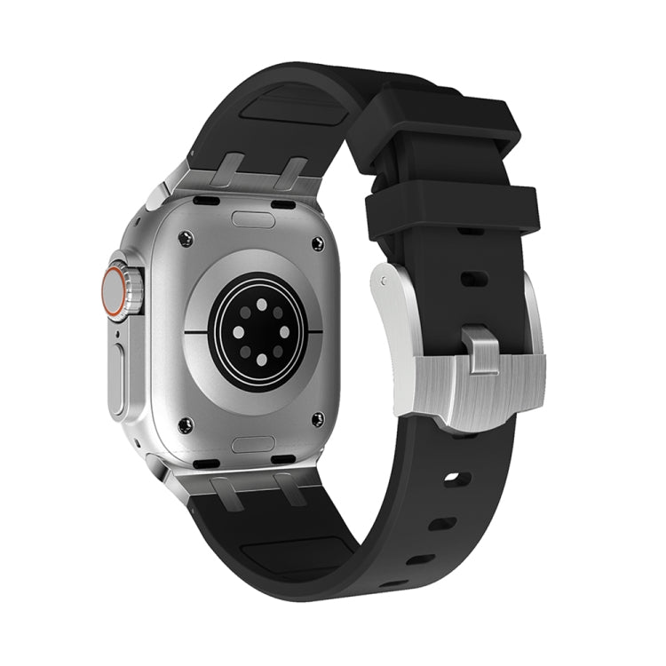 AP Silicone Watch Band For Apple Watch SE 44mm(Silver Black) - Watch Bands by PMC TechLife | Online Shopping South Africa | PMC TechLife