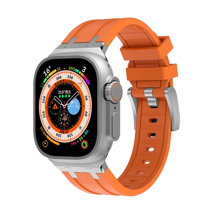 AP Silicone Watch Band For Apple Watch 3 38mm(Silver Orange) - Watch Bands by PMC TechLife | Online Shopping South Africa | PMC TechLife