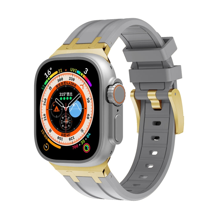 AP Silicone Watch Band For Apple Watch 3 38mm(Gold Grey) - Watch Bands by PMC TechLife | Online Shopping South Africa | PMC TechLife