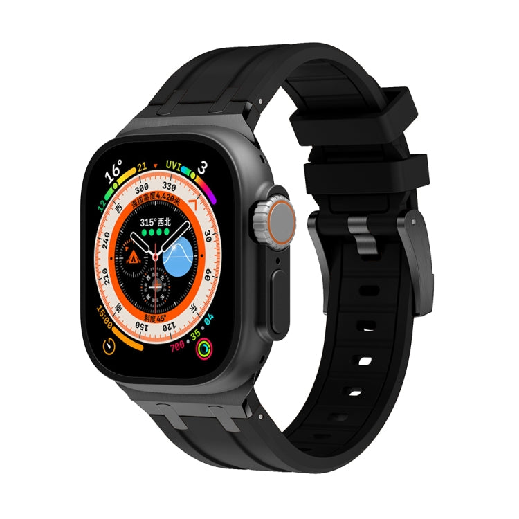 AP Silicone Watch Band For Apple Watch SE 2023 44mm(Black Black) - Watch Bands by PMC TechLife | Online Shopping South Africa | PMC TechLife