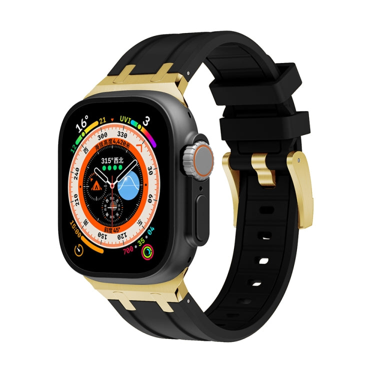 AP Silicone Watch Band For Apple Watch 9 45mm(Gold Black) - Watch Bands by PMC TechLife | Online Shopping South Africa | PMC TechLife