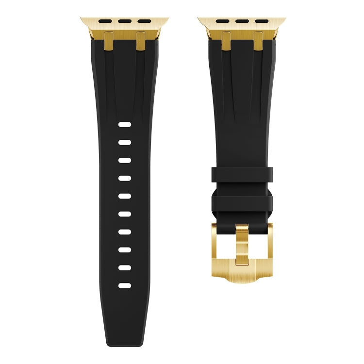 AP Silicone Watch Band For Apple Watch 9 45mm(Gold Black) - Watch Bands by PMC TechLife | Online Shopping South Africa | PMC TechLife