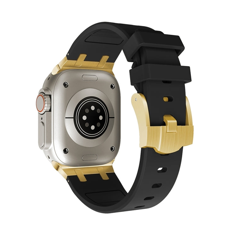 AP Silicone Watch Band For Apple Watch 9 45mm(Gold Black) - Watch Bands by PMC TechLife | Online Shopping South Africa | PMC TechLife