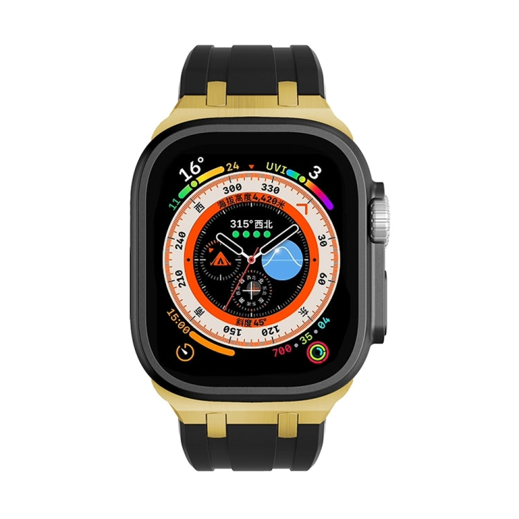 AP Silicone Watch Band For Apple Watch 9 45mm(Gold Black) - Watch Bands by PMC TechLife | Online Shopping South Africa | PMC TechLife