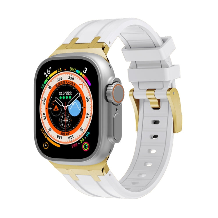 AP Silicone Watch Band For Apple Watch 9 45mm(Gold White) - Watch Bands by PMC TechLife | Online Shopping South Africa | PMC TechLife