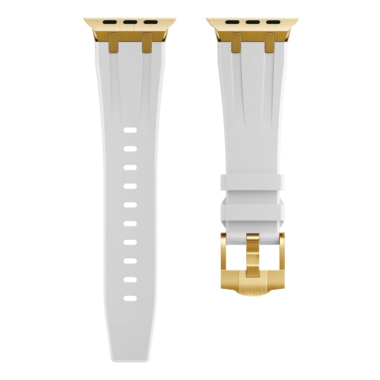 AP Silicone Watch Band For Apple Watch 9 45mm(Gold White) - Watch Bands by PMC TechLife | Online Shopping South Africa | PMC TechLife