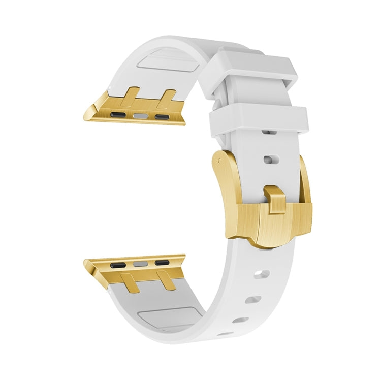 AP Silicone Watch Band For Apple Watch 9 45mm(Gold White) - Watch Bands by PMC TechLife | Online Shopping South Africa | PMC TechLife