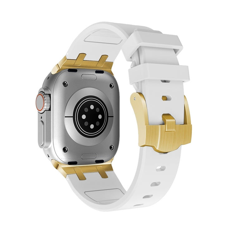AP Silicone Watch Band For Apple Watch 9 45mm(Gold White) - Watch Bands by PMC TechLife | Online Shopping South Africa | PMC TechLife