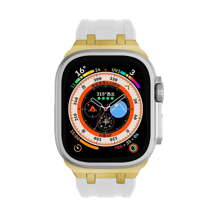 AP Silicone Watch Band For Apple Watch 9 45mm(Gold White) - Watch Bands by PMC TechLife | Online Shopping South Africa | PMC TechLife