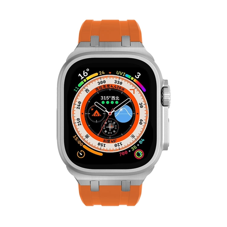 AP Silicone Watch Band For Apple Watch 9 41mm(Silver Orange) - Watch Bands by PMC TechLife | Online Shopping South Africa | PMC TechLife