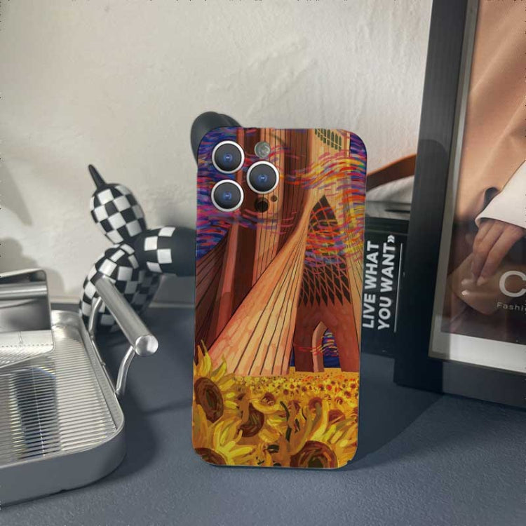 For iPhone 14 Pro Precise Hole Oil Painting Pattern PC Phone Case(Architectural Painting) - iPhone 14 Pro Cases by PMC Jewellery | Online Shopping South Africa | PMC Jewellery