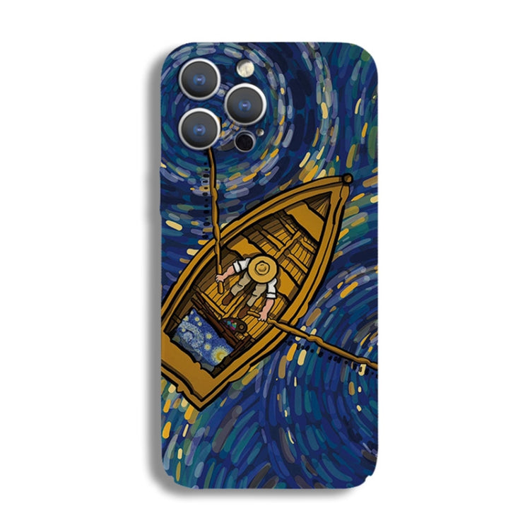 For iPhone 13 Pro Precise Hole Oil Painting Pattern PC Phone Case(Boating) - free shipping - PMC TechLife - Order now!