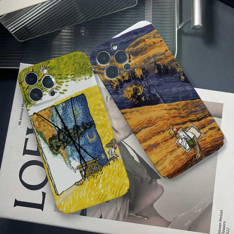 For iPhone 13 Pro Precise Hole Oil Painting Pattern PC Phone Case(Evening Breeze) - iPhone 13 Pro Cases by PMC Jewellery | Online Shopping South Africa | PMC Jewellery