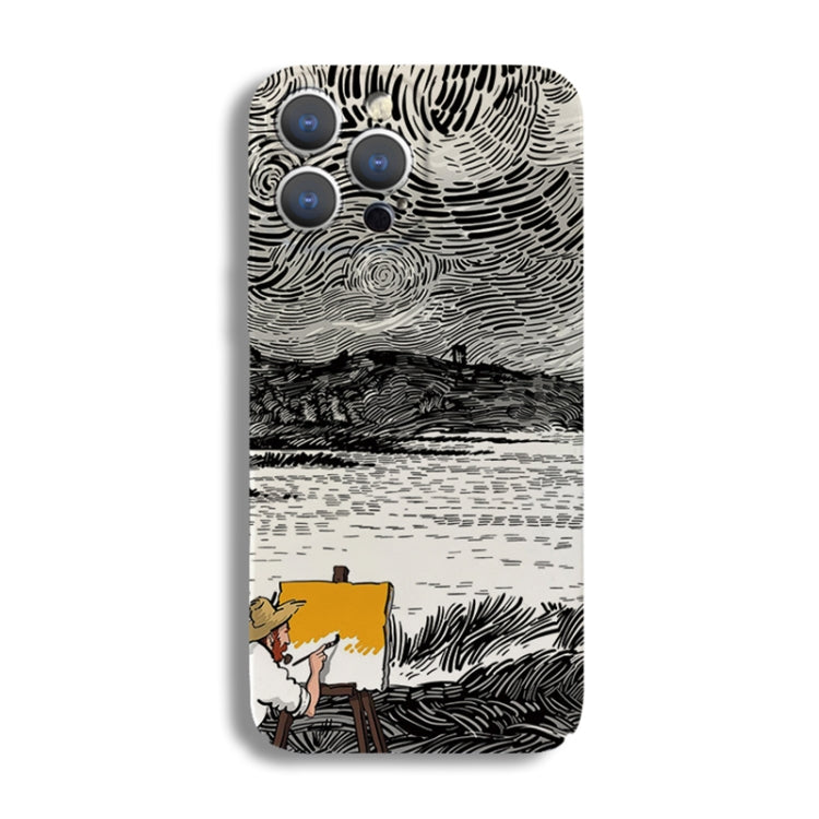 For iPhone 12 mini Precise Hole Oil Painting Pattern PC Phone Case(Inkwash) - iPhone 12 mini Cases by PMC TechLife | Online Shopping South Africa | PMC TechLife