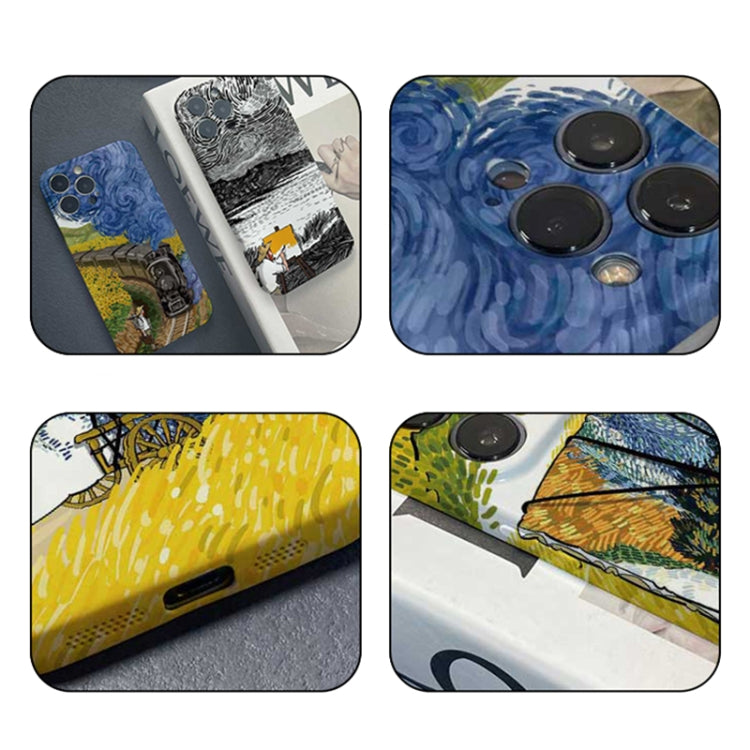 For iPhone 12 mini Precise Hole Oil Painting Pattern PC Phone Case(Inkwash) - iPhone 12 mini Cases by PMC TechLife | Online Shopping South Africa | PMC TechLife