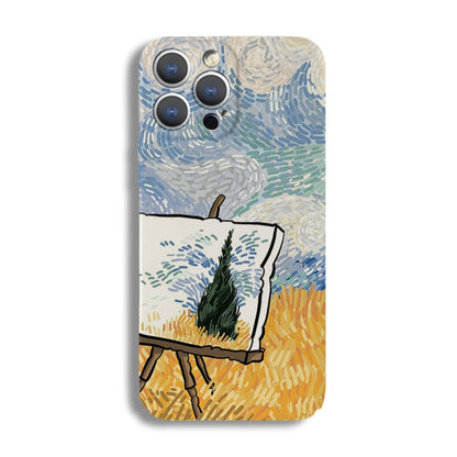 For iPhone 12 Precise Hole Oil Painting Pattern PC Phone Case(Landscape Painting) - iPhone 12 / 12 Pro Cases by PMC Jewellery | Online Shopping South Africa | PMC Jewellery