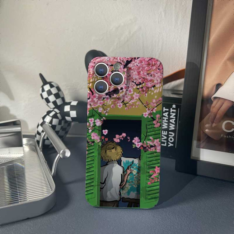 For iPhone 11 Precise Hole Oil Painting Pattern PC Phone Case(Peach Blossom) - iPhone 11 Cases by PMC TechLife | Online Shopping South Africa | PMC TechLife