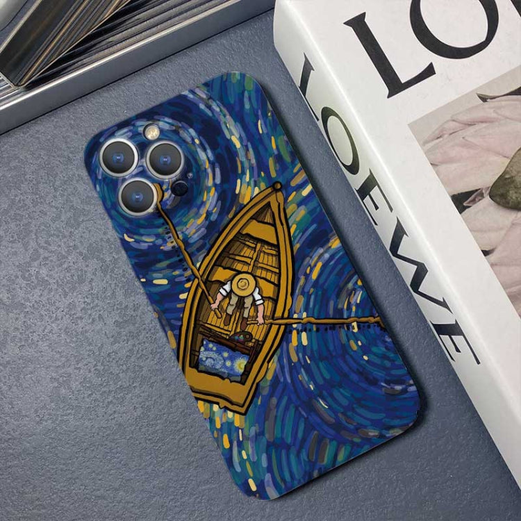 For iPhone 11 Pro Max Precise Hole Oil Painting Pattern PC Phone Case(Boating) - iPhone 11 Pro Max Cases by PMC Jewellery | Online Shopping South Africa | PMC Jewellery