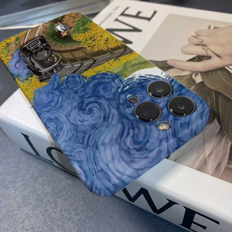 For iPhone 11 Pro Max Precise Hole Oil Painting Pattern PC Phone Case(Handcart) - iPhone 11 Pro Max Cases by PMC TechLife | Online Shopping South Africa | PMC TechLife