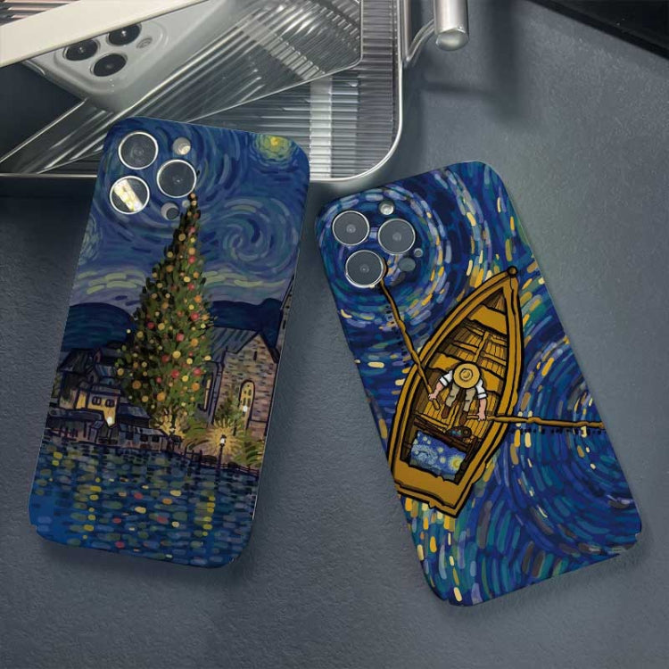 For iPhone 8 Plus / 7 Plus Precise Hole Oil Painting Pattern PC Phone Case(Castle) - More iPhone Cases by PMC TechLife | Online Shopping South Africa | PMC TechLife