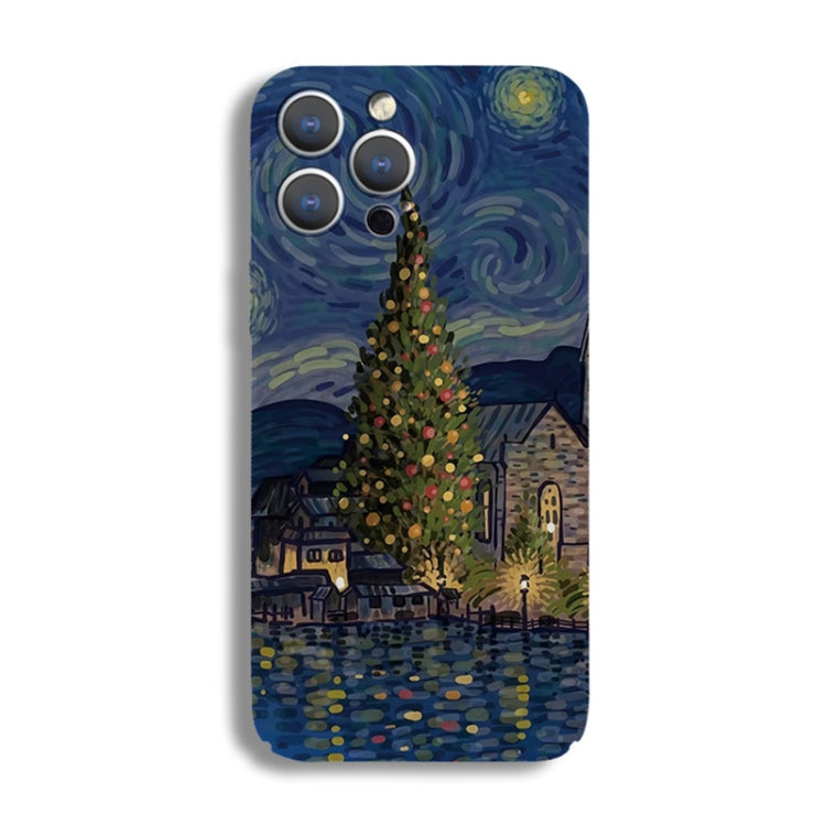 For iPhone X / XS Precise Hole Oil Painting Pattern PC Phone Case(Castle) - More iPhone Cases by PMC TechLife | Online Shopping South Africa | PMC TechLife