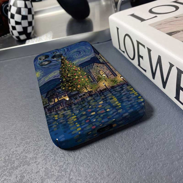 For iPhone X / XS Precise Hole Oil Painting Pattern PC Phone Case(Castle) - More iPhone Cases by PMC TechLife | Online Shopping South Africa | PMC TechLife