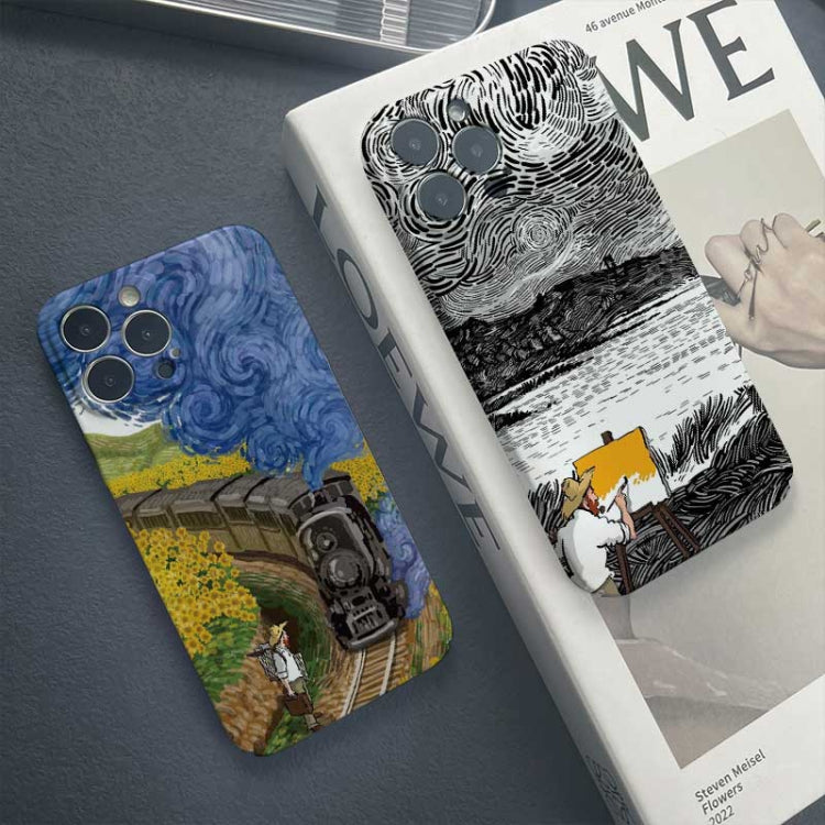 For iPhone X / XS Precise Hole Oil Painting Pattern PC Phone Case(Train) - More iPhone Cases by PMC Jewellery | Online Shopping South Africa | PMC Jewellery